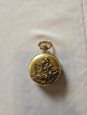 Vintage Verichron Quartz Mickey Mouse Pocket Watch 90s Railroad Conductor
